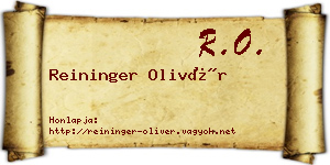 Reininger Olivér névjegykártya